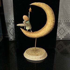 Celestial Dreamer Sculpture in Gold and Cream